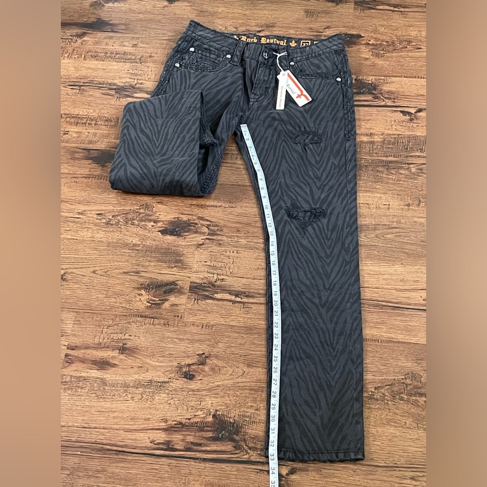 Rock Revival Sheffield Alternative Straight Distressed Jeans Black size W33xL33 - Picture 2 of 13